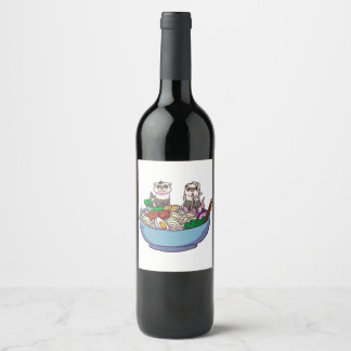 Ferret Ramen Noodles Anime Kawaii Japanese Otaku G Wine Label