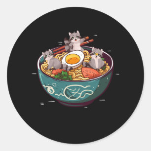 Ferret Ramen Noodles Anime Kawaii Japanese Otaku J Classic Round Sticker