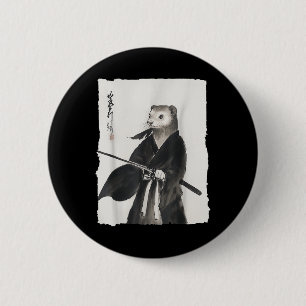 Ferret Samurai Janpanese Vintage Warrior Art Anime 6 Cm Round Badge