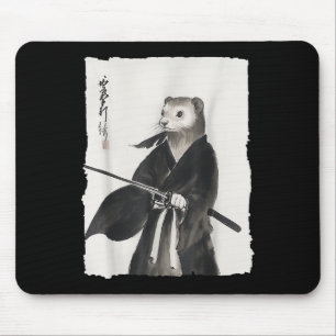 Ferret Samurai Janpanese Vintage Warrior Art Anime Mouse Mat