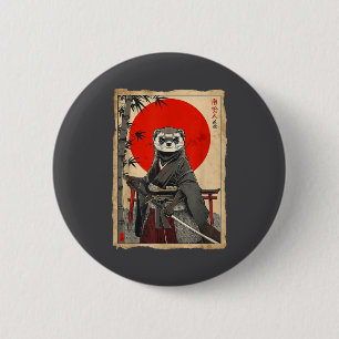 Ferret Samurai Japanese Vintage Warrior Art Anime  6 Cm Round Badge