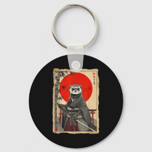 Ferret Samurai Japanese Vintage Warrior Art Anime Key Ring