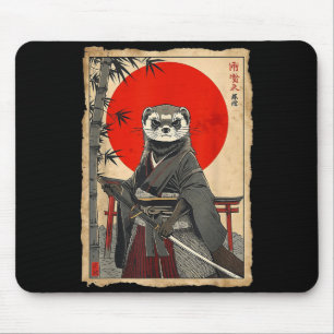 Ferret Samurai Japanese Vintage Warrior Art Anime Mouse Mat