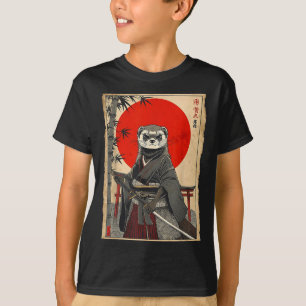 Ferret Samurai Japanese Vintage Warrior Art Anime T-Shirt