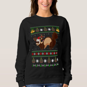 Ferret Santa Hat Matching Ugly Ferret Christmas Sweatshirt