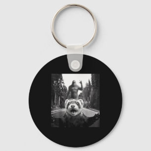 Ferret Selfie With Bigfoot Funny For Men Women Kid Key Ring