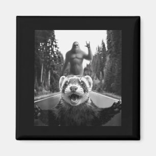 Ferret Selfie With Bigfoot Funny For Men Women Kid Magnet