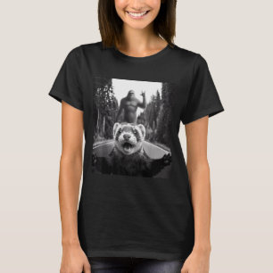 Ferret Selfie With Bigfoot Funny For Men Women Kid T-Shirt