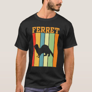 Ferret Shadow Silhouette In Retro Colours T-Shirt