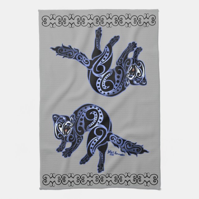 Ferret Trybe: War Dance! Tea Towel (Vertical)