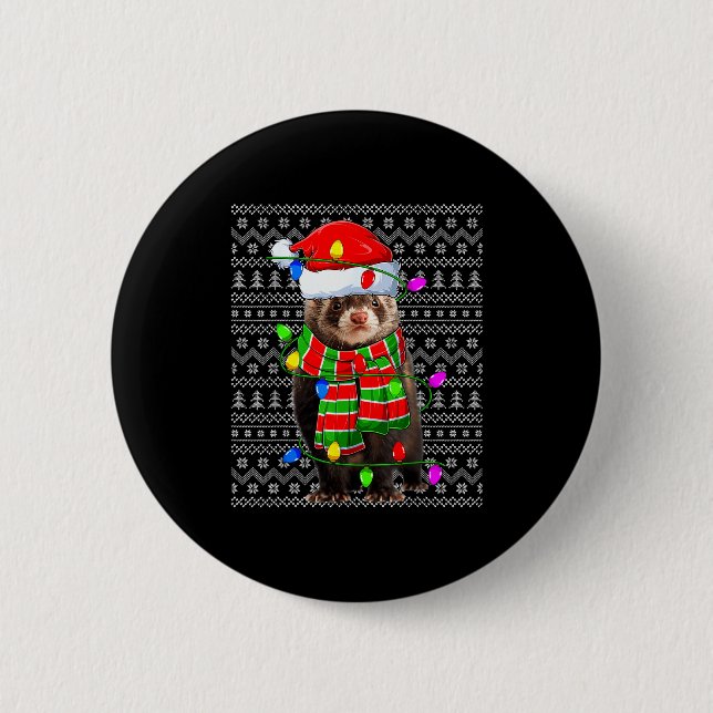 Ferret Ugly Xmas Lighting Santa Ferret Christmas  6 Cm Round Badge (Front)