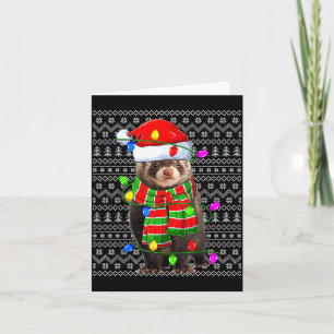 Ferret Ugly Xmas Lighting Santa Ferret Christmas Card