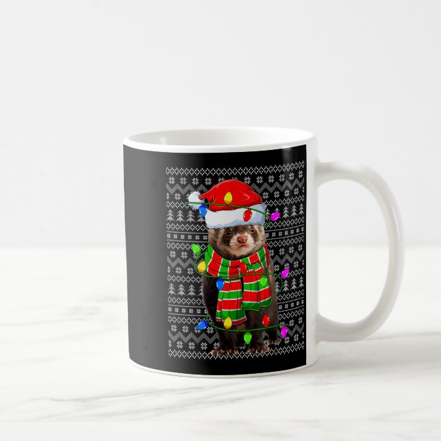 Ferret Ugly Xmas Lighting Santa Ferret Christmas  Coffee Mug (Right)