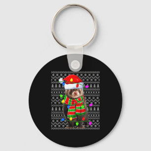 Ferret Ugly Xmas Lighting Santa Ferret Christmas  Key Ring