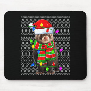 Ferret Ugly Xmas Lighting Santa Ferret Christmas Mouse Mat
