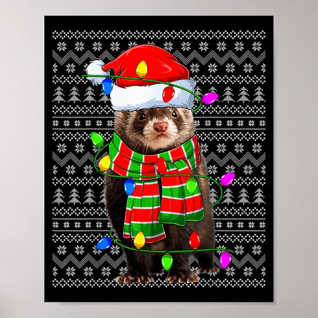 Ferret Ugly Xmas Lighting Santa Ferret Christmas  Poster (Front)
