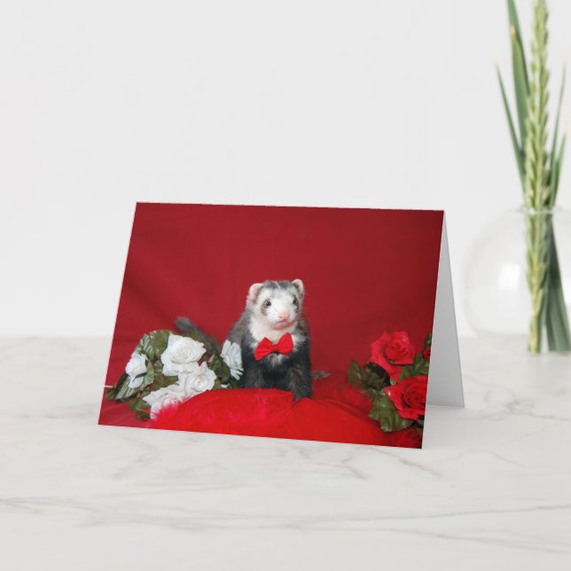 Ferret - Valentine - Annv. - Engagement Holiday Card (Front)