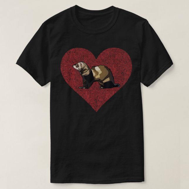 Ferret Valentines Day Love Fingerprint Farm Animal T-Shirt (Design Front)