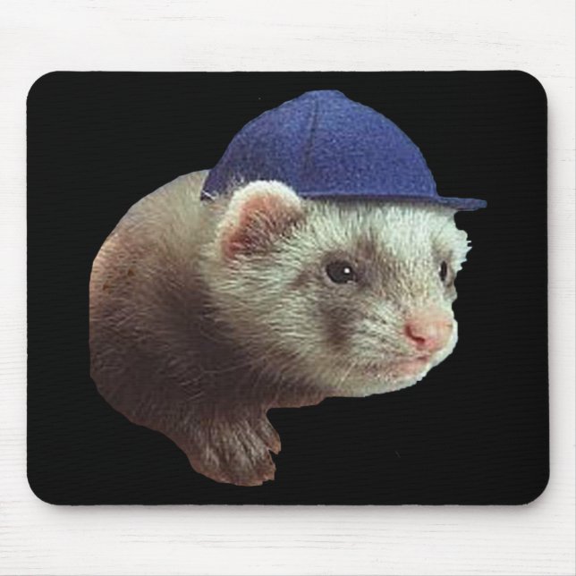 Ferret Wearing Hat Mouse Mat (Front)