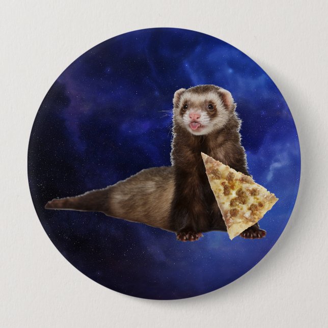 Ferret Weasel PIzza Slice Nebula Space 10 Cm Round Badge (Front)