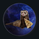 Ferret Weasel PIzza Slice Nebula Space 10 Cm Round Badge<br><div class="desc">This design was created though digital art. It may be personalised in the area provided or customising by choosing the click to customise further option and changing the name, initials or words. You may also change the text colour and style or delete the text for an image only design. Contact...</div>