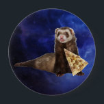 Ferret Weasel PIzza Slice Nebula Space 10 Cm Round Badge<br><div class="desc">This design was created though digital art. It may be personalised in the area provided or customising by choosing the click to customise further option and changing the name, initials or words. You may also change the text colour and style or delete the text for an image only design. Contact...</div>