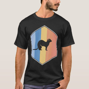 Ferret With Retro Colours In A Hexagon T-Shirt