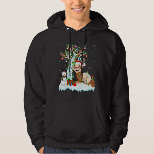 Ferret Xmas Tree Lighting Santa Hat Ferret Christm Hoodie
