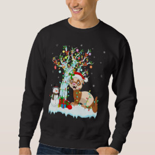 Ferret Xmas Tree Lighting Santa Hat Ferret Christm Sweatshirt