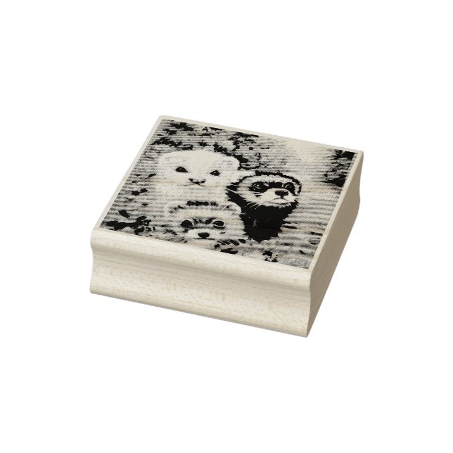 Ferrets and Flowers Rubber Stamp (Stamp)