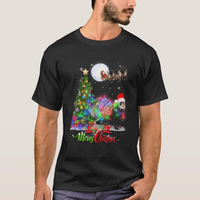 Ferrets Animal Merry Christmas Animal Lover T-Shirt (Front)