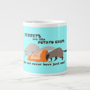 Ferrets are like Potato Chips Jumbo Blue Mug