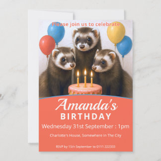 Ferrets Birthday Party Invitation