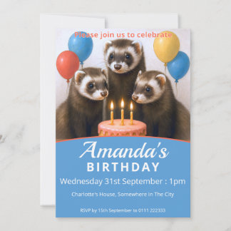 Ferrets Birthday Party Invitation
