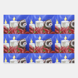 Ferrets & Christmas Candles Wrapping Paper