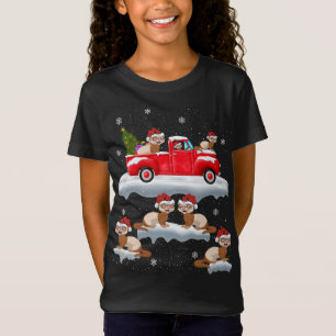 Ferrets Driving Christmas Tree Red Truck Ferret Ch T-Shirt