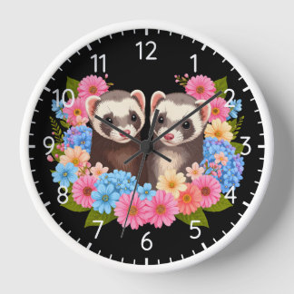 Ferrets & Flowers Clock
