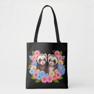 Ferrets & Flowers Tote Bag