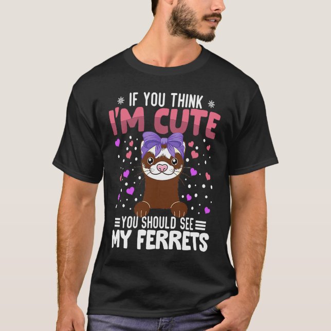 Ferrets Heart Valentine's Day Animal For Womens Ki T-Shirt (Front)