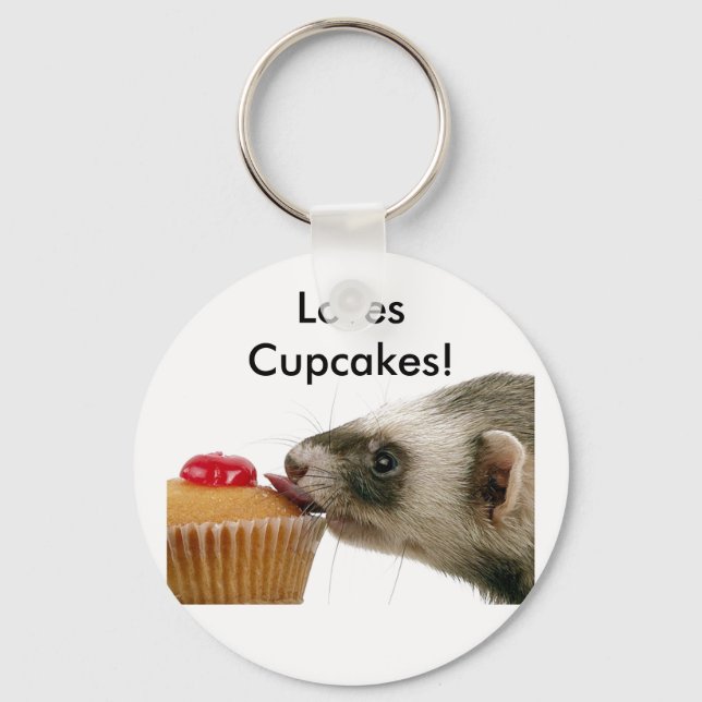 Ferrets Love Cupcakes Key Ring (Front)