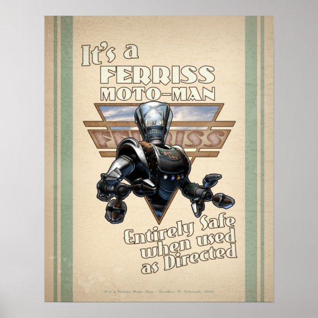 Ferris Moto-Man Retro Robot poster (16x20") (Front)