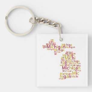 Ferris State Univerity Michigan Shaped Key Ring