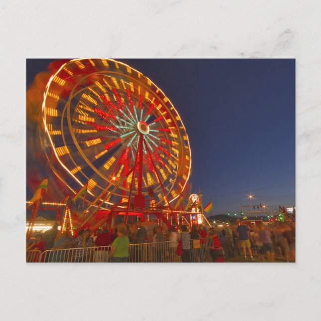 Ferris wheel at dusk at the Northwest Montana Postcard (Front)