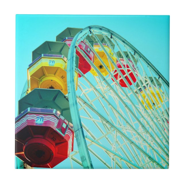 Ferris Wheel at Santa Monica Pier, California Tile (Front)