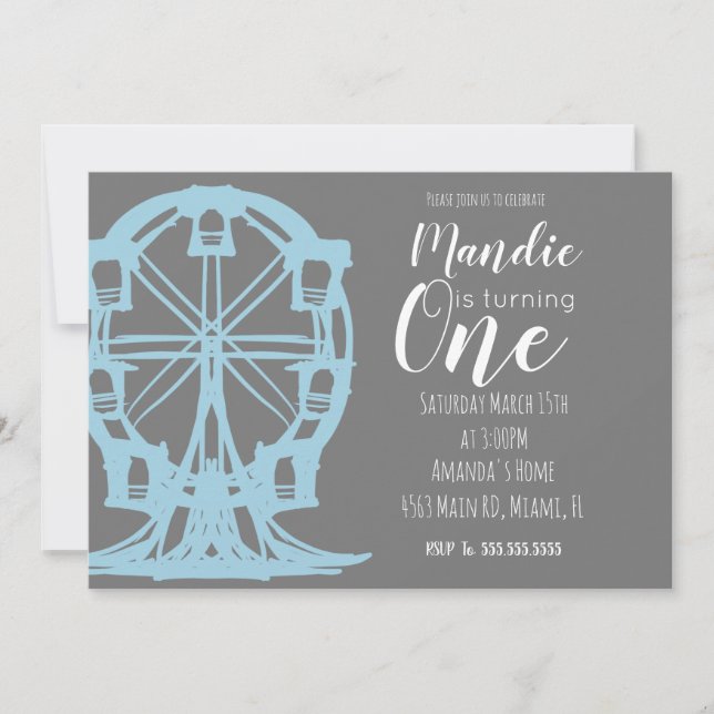 Ferris Wheel Birthday Vintage County Fair Carnival Invitation (Front)