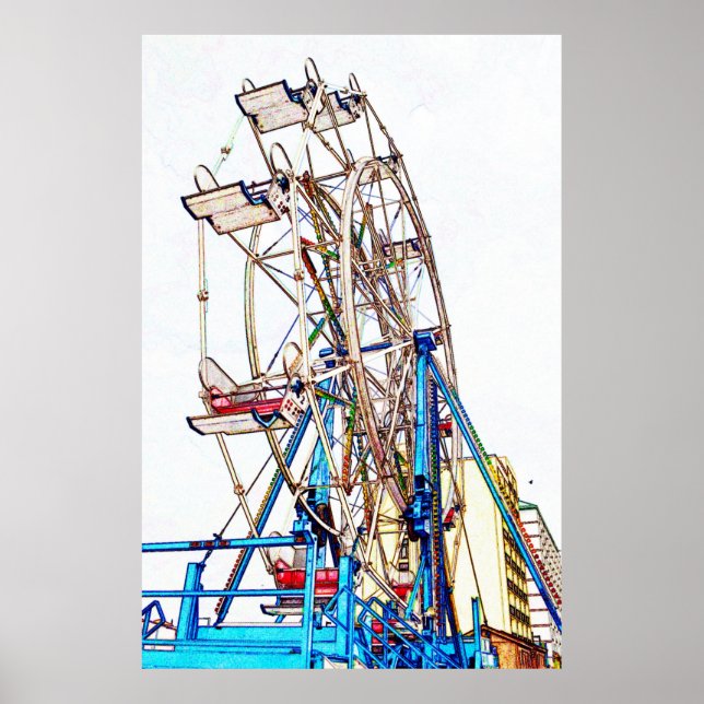 Ferris Wheel-Chalk Outline by Shirley Taylor Poster (Front)