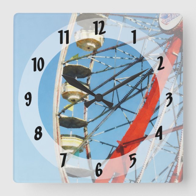 Ferris Wheel Closeup Square Wall Clock (Front)
