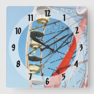 Ferris Wheel Closeup Square Wall Clock