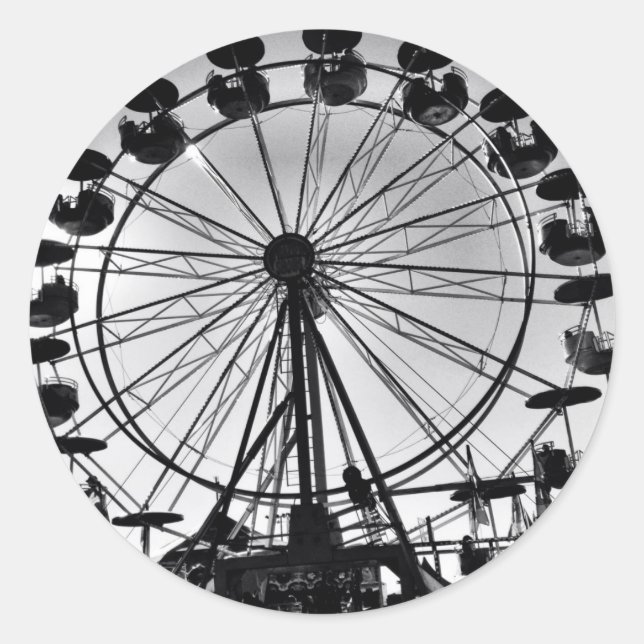 Ferris Wheel in Black and White Photo Gifts Classic Round Sticker (Front)