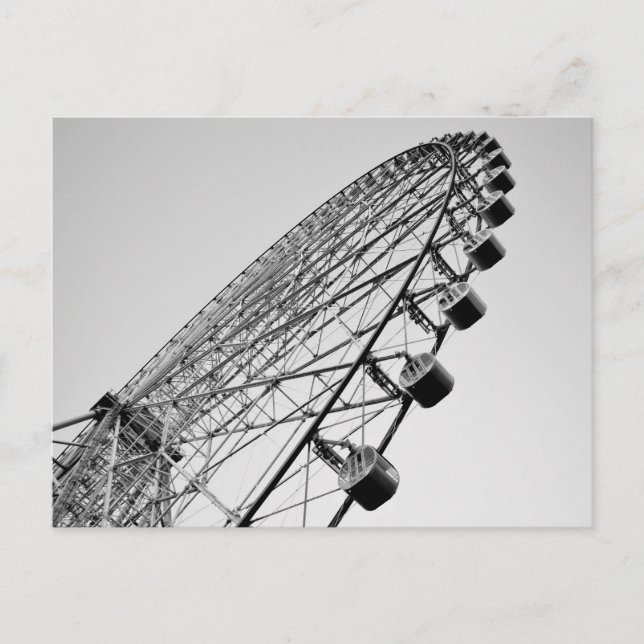 Ferris Wheel in Black and White Postcard (Front)